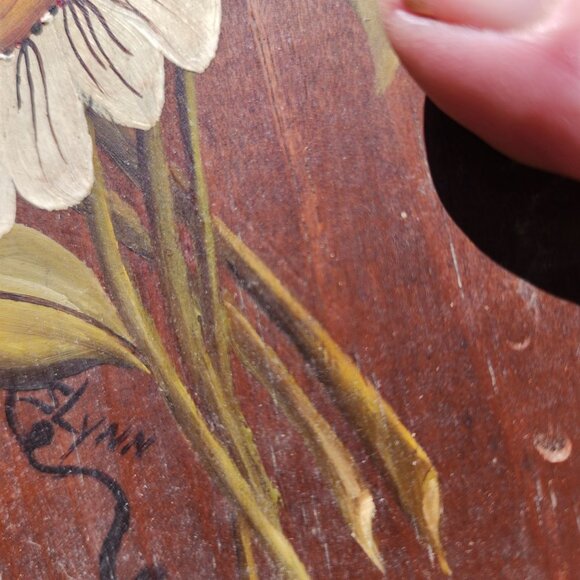 Vintage Hand Painted Floral & Candle Wood Wall Decor Set Farmhouse, Country, Rus - Picture 9 of 11